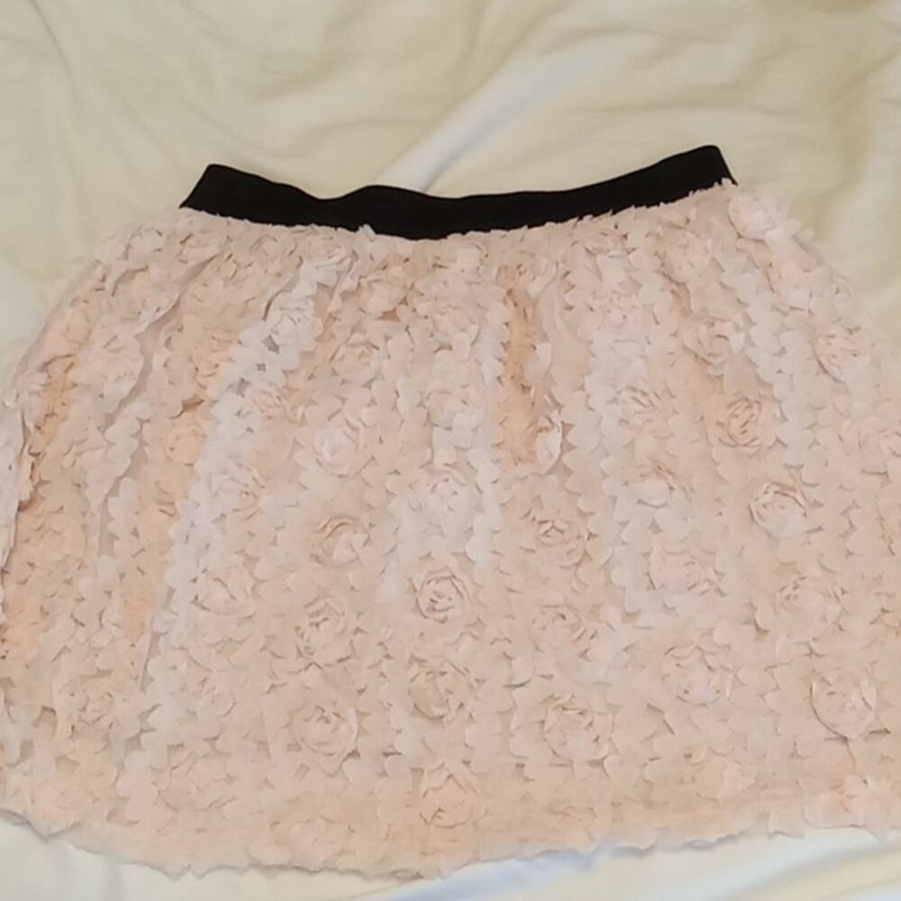 XXI Women's Lite Pink lace black band Medium Skirt. Feminine,Delicate, Princess